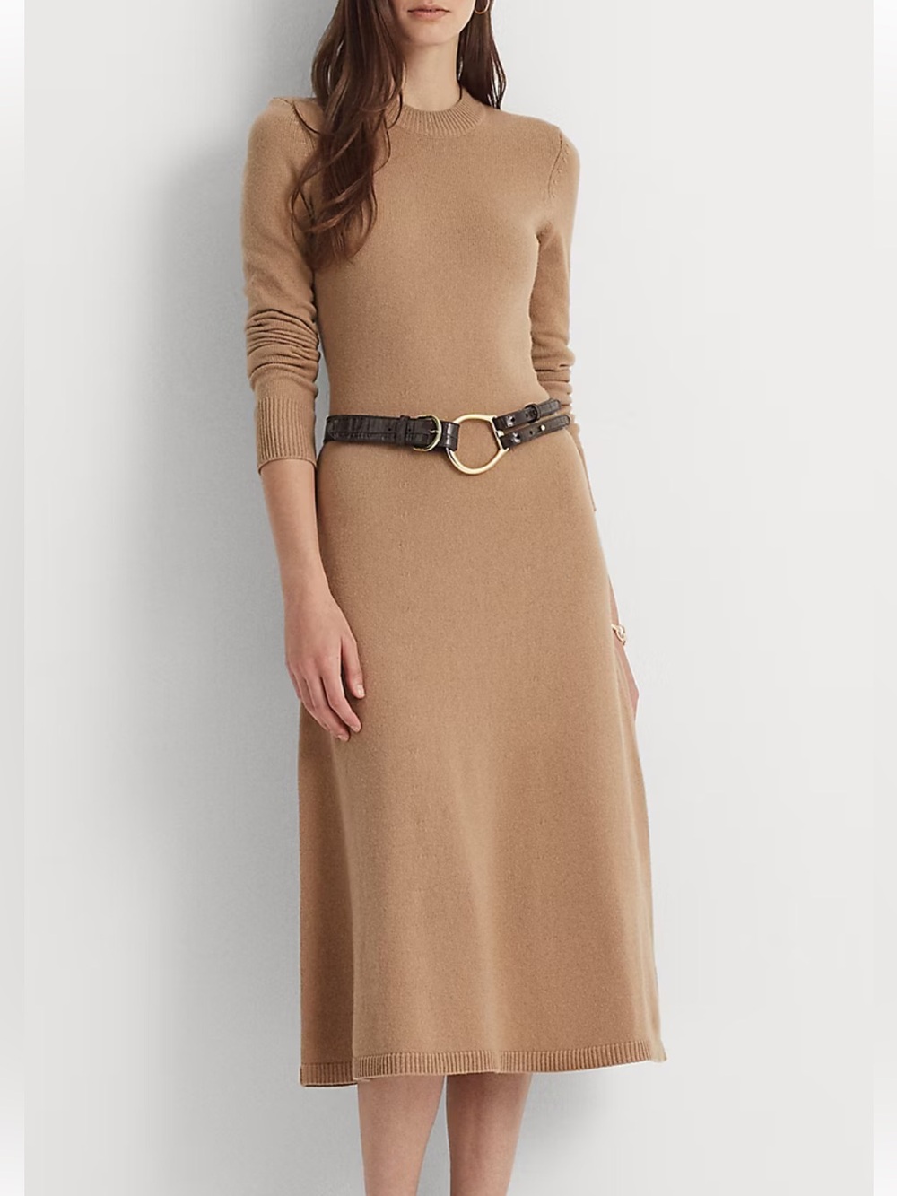 LAUREN RALPH LAUREN WOOL BLEND LONG SLEEVE SWEATER DRESS MEDIUM